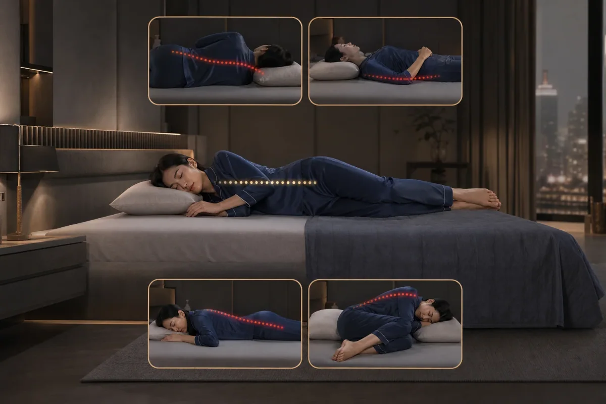 Các tư thế ngủ phổ biến và tác động của chúng - minh họa trong bài Đau Lưng, Khó Ngủ? Có Phải Do Tư Thế Nằm Sai Và Giải Pháp Nào Cho Bạn?