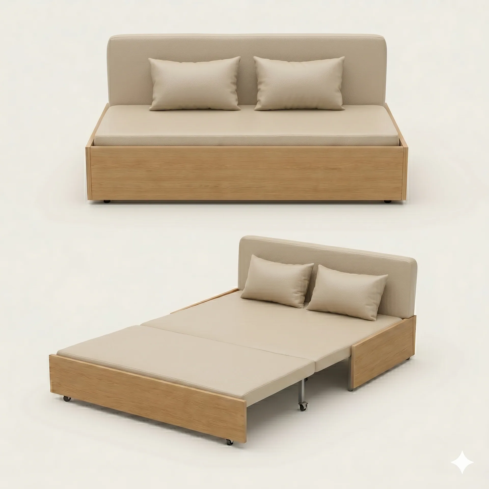 Chia sẻ Sofa Giường Da PU SMF23 Gỗ Tự Nhiên có Hộc Đựng Đồ SmartFurni SMF23-PU-GTN